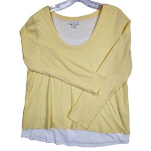 J. Jill Yellow Double Layer Long Sleeve‎ Tee Size M Coastal Minimalist Casual